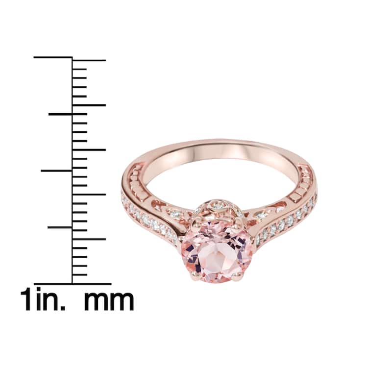 Pompeii3 14k Rose Gold 1/4 ct. TDW Diamond and Peach Morganite Engagement Ring (I-J, I2-I3)