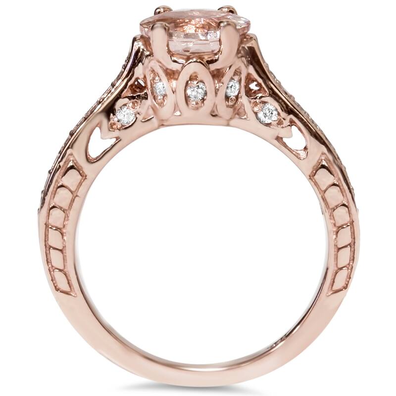 Pompeii3 14k Rose Gold 1/4 ct. TDW Diamond and Peach Morganite Engagement Ring (I-J, I2-I3)