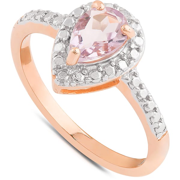 slide 1 of 4, Dolce Giavonna Gold Over Sterling Silver Amethyst and Diamond Accent Teardrop Solitaire Ring 11