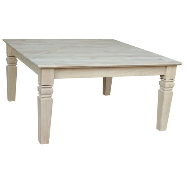 Shop Unfinished Solid Parawood Square Coffee Table - Free ...