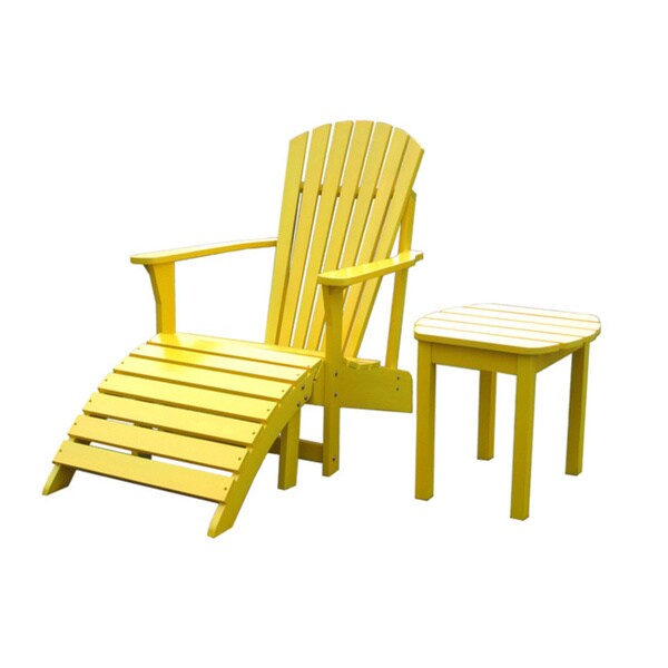 Yellow 3-piece Adirondack Chair/ Side Table Set - 16477210 - Overstock 