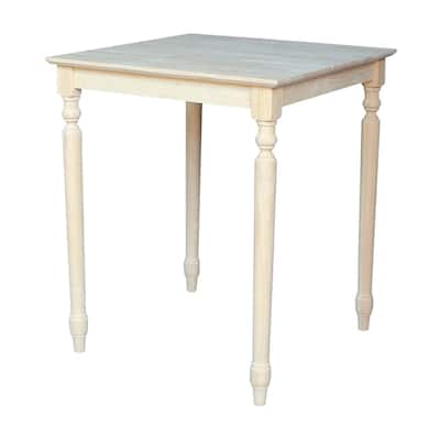 The Gray Barn Fairy Glen 30-inch Unfinished Turned Style Parawood Square Counter Height Dining Table