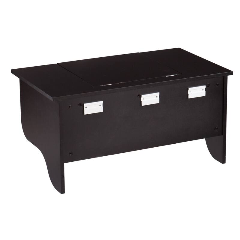 SEI Furniture Black Wall Mounted ledge with Vanity Mirror