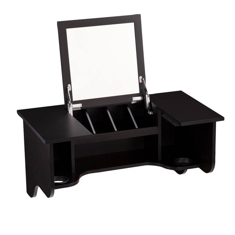 SEI Furniture Black Wall Mounted ledge with Vanity Mirror