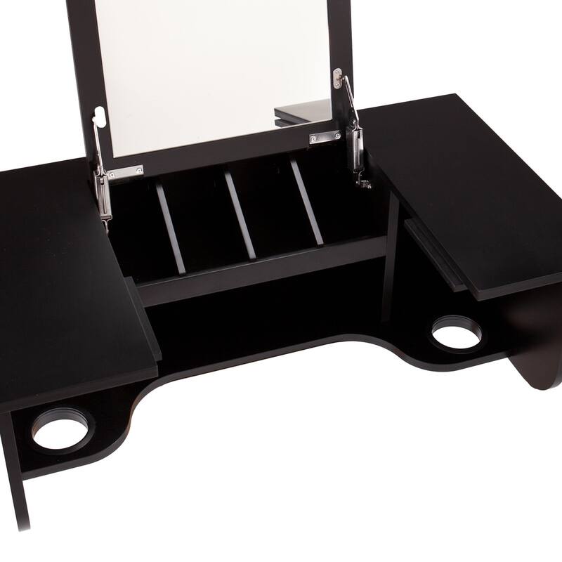 SEI Furniture Black Wall Mounted ledge with Vanity Mirror
