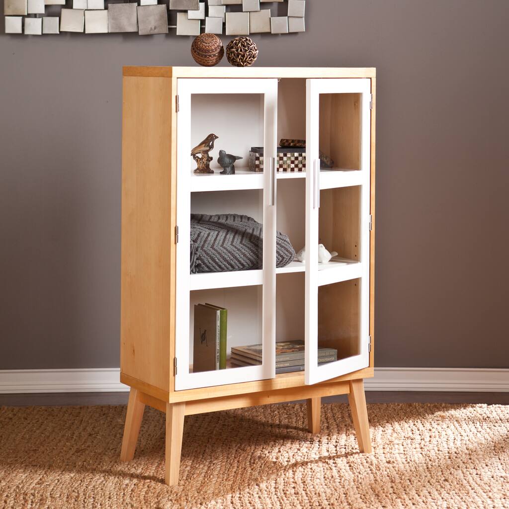 SEI Furniture Keighley Natural Oak and White Double-Door Cabinet