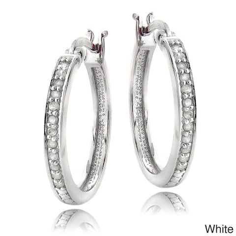 DB Designs Sterling Silver 1/4ct TDW White or Color Diamond Hoop Earrings