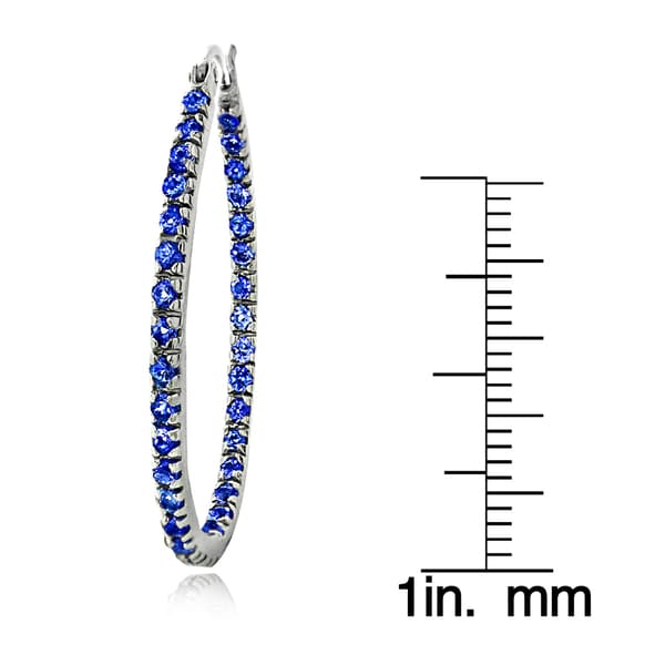 Glitzy Rocks Silvertone Gemstone or Cubic Zirconia Birthstone Hoop Earrings