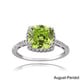 preview thumbnail 9 of 14, Glitzy Rocks Sterling Silver Gemstone with Cubic Zirconia Birthstone Square Ring August - Green - 6 - Peridot