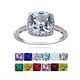 preview thumbnail 16 of 14, Glitzy Rocks Sterling Silver Gemstone with Cubic Zirconia Birthstone Square Ring