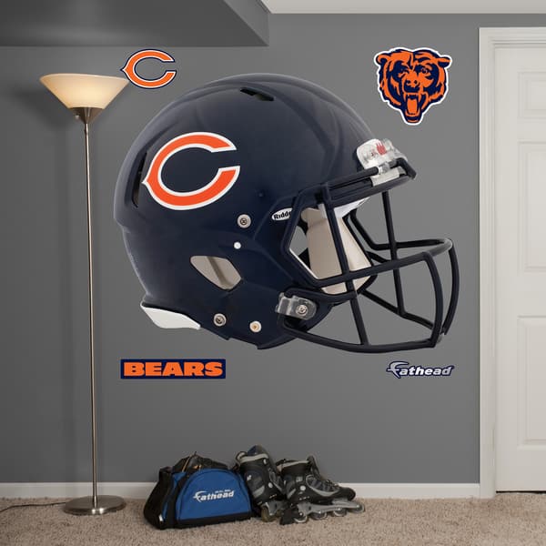 chicago bears football helmet with black background GSH Schutt XP Authentic you can collect all your teams minis without taking up much room Fathead Chicago Bears Helmet Wall