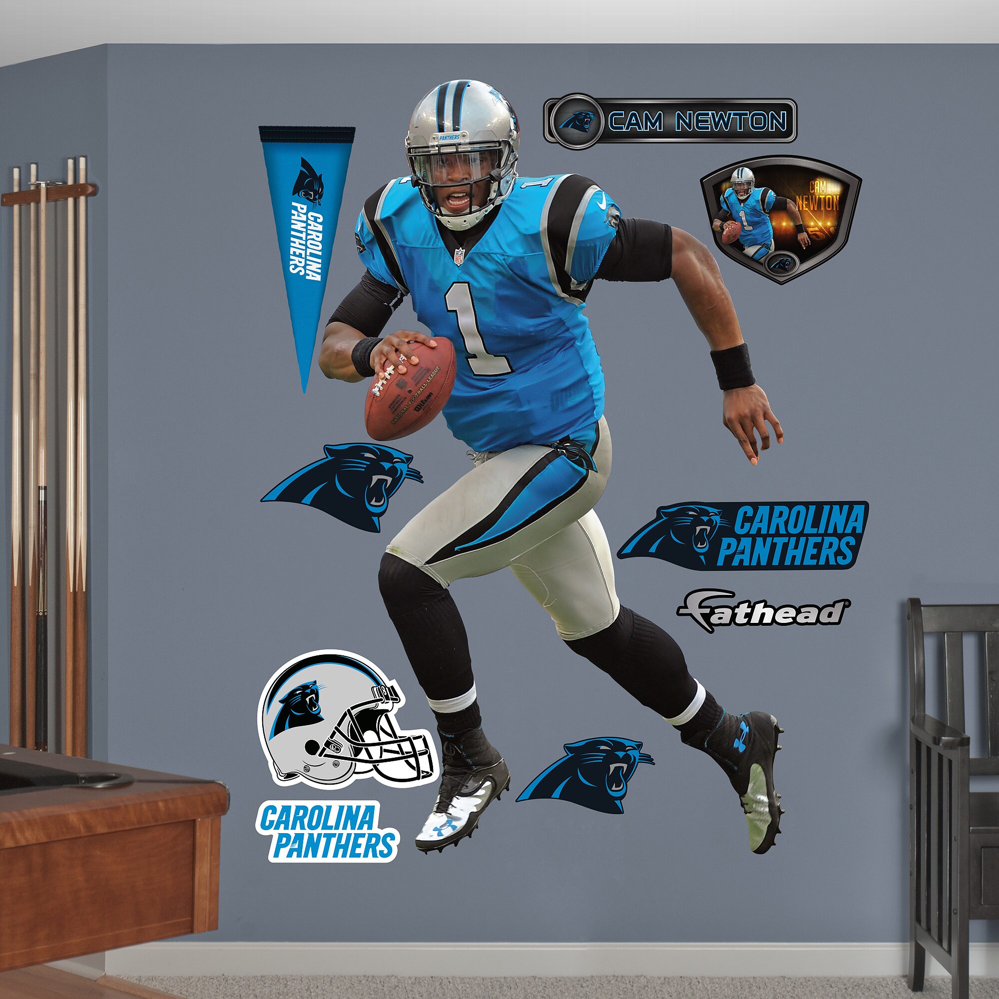 Lids Cam Newton Carolina Panthers Fathead Black Jersey Life Size Removable  Wall Decal