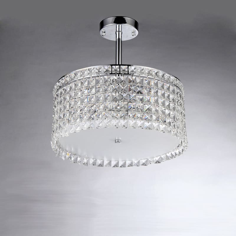 Garcia Chrome and Crystal Round 4-light Chandelier