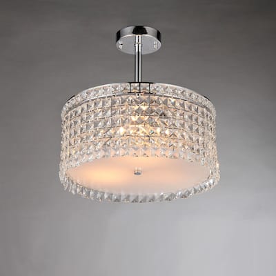 Garcia Chrome and Crystal Round 4-light Chandelier