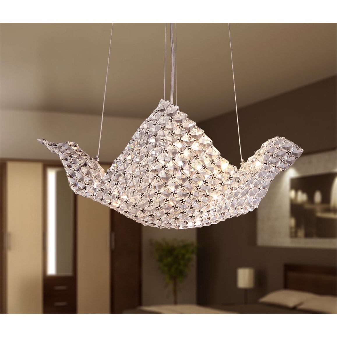 Warehouse of Tiffany Rapunzel Chrome and Crystal 5-light Basket Chandelier
