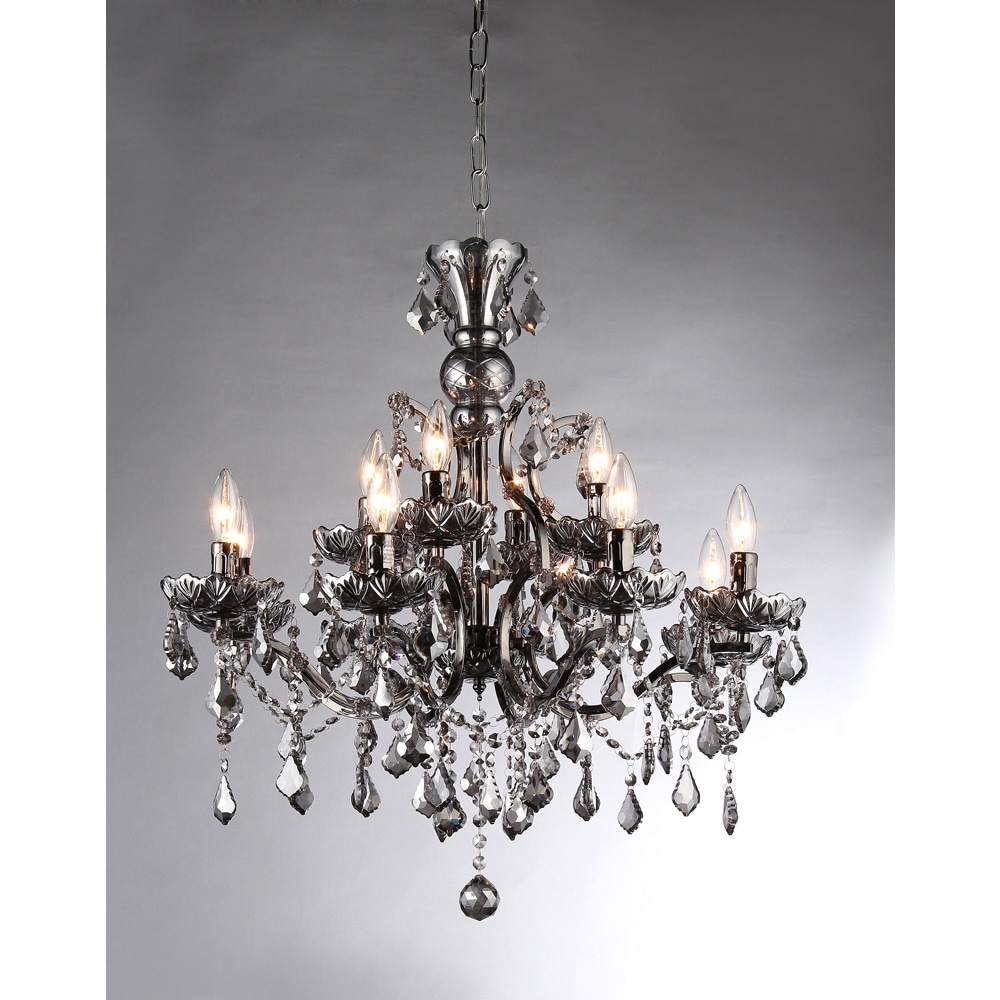 Collins Imperial Silver Crystal 12-light Chandelier (Silver/Chrome) - Chandeliers For Bedrooms by Overstock.com