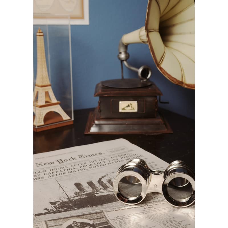 Decorative Aluminum Binoculars and Leather Case