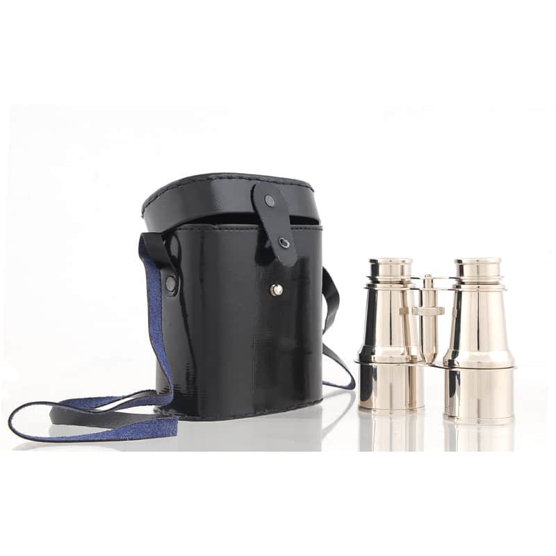 Decorative Aluminum Binoculars and Leather Case