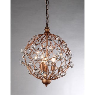 Bronzetone Sphere and Crystal 3-light Chandelier (Bronze) - Chandeliers For Bedrooms by Overstock.com