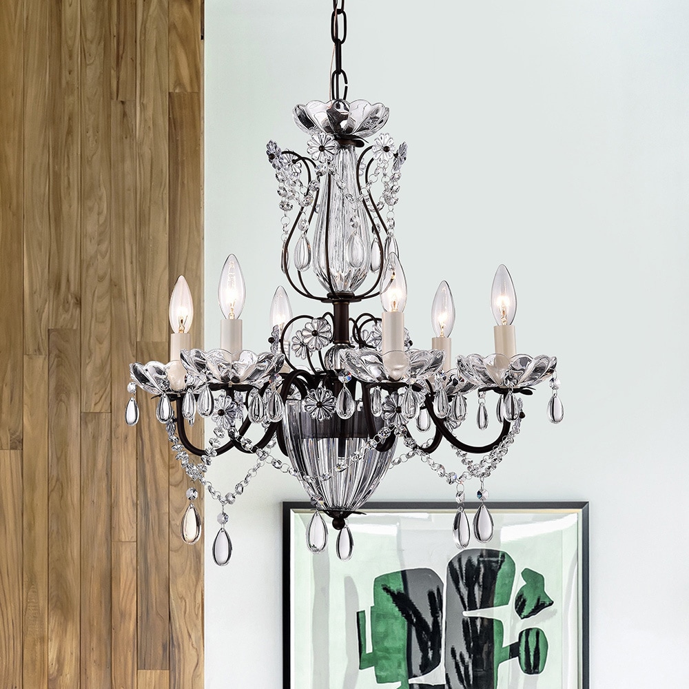 Frankenstein Antique Bronze and Crystal 6-light Chandelier (Antique Bronze) - Chandeliers For Bedrooms by Overstock.com