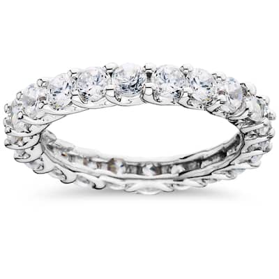14k White Gold 3ct TDW Trellis Diamond Eternity Ring