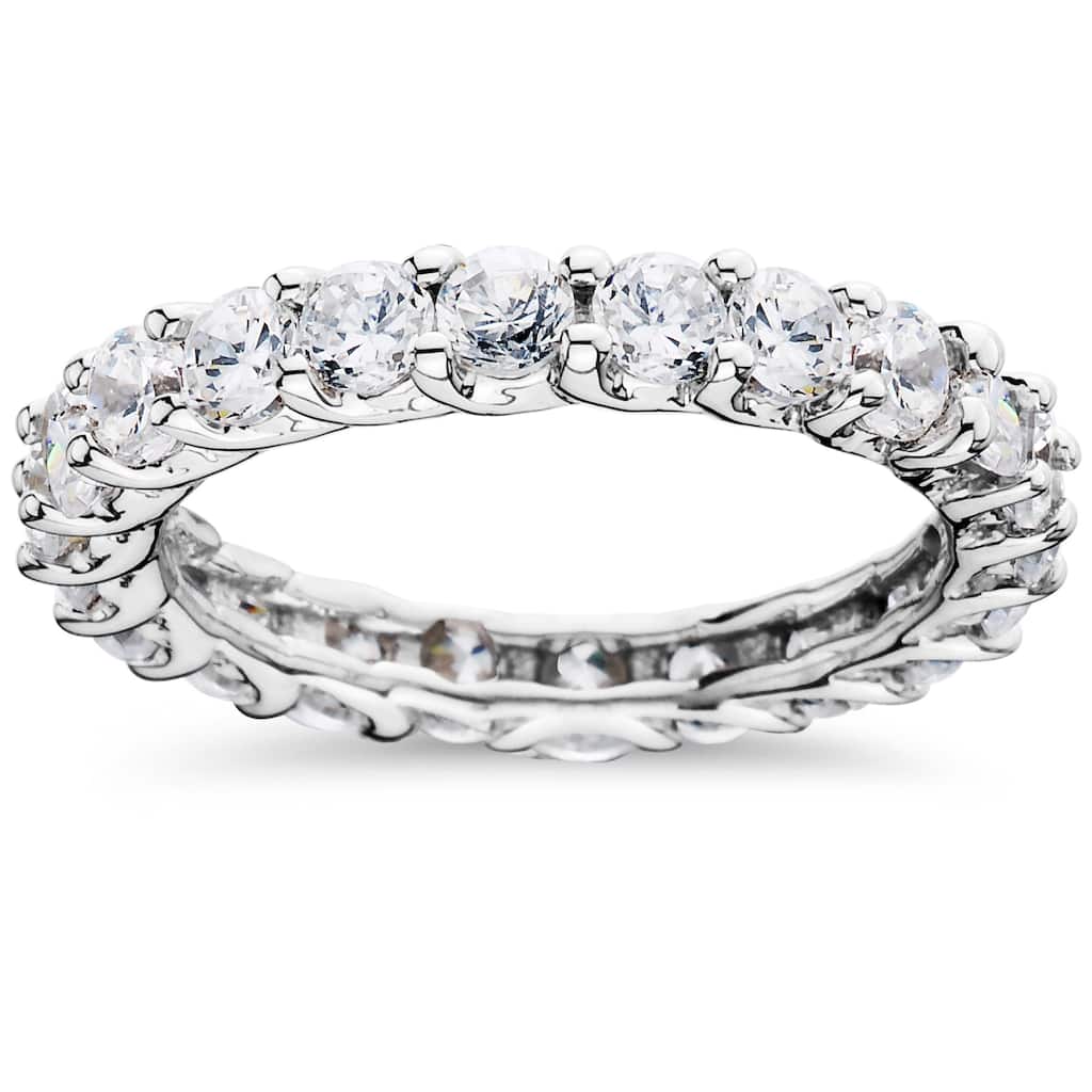 14k White Gold 3ct TDW Trellis Diamond Eternity Ring