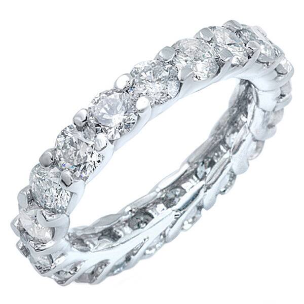 14k White Gold 3ct TDW Trellis Diamond Eternity Ring