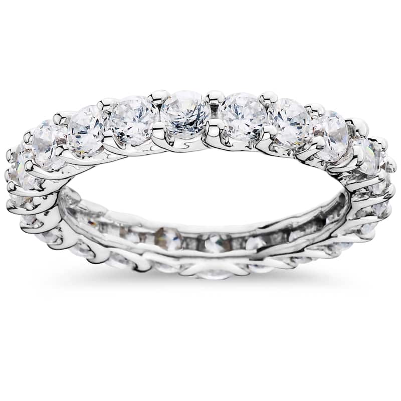 14k White Gold 3ct TDW Trellis Diamond Eternity Ring