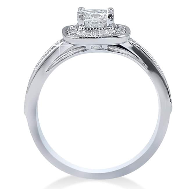14k White Gold 1 1/6ct TDW Halo Diamond Bridal Set - White Gold - White Gold