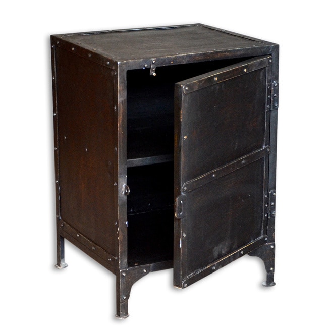 Shop Black Friday Deals On Industrial Black Metal Nightstand Overstock 9319048