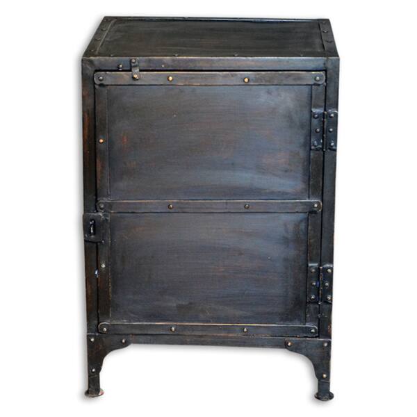 Industrial Black Metal Nightstand Overstock 9319048