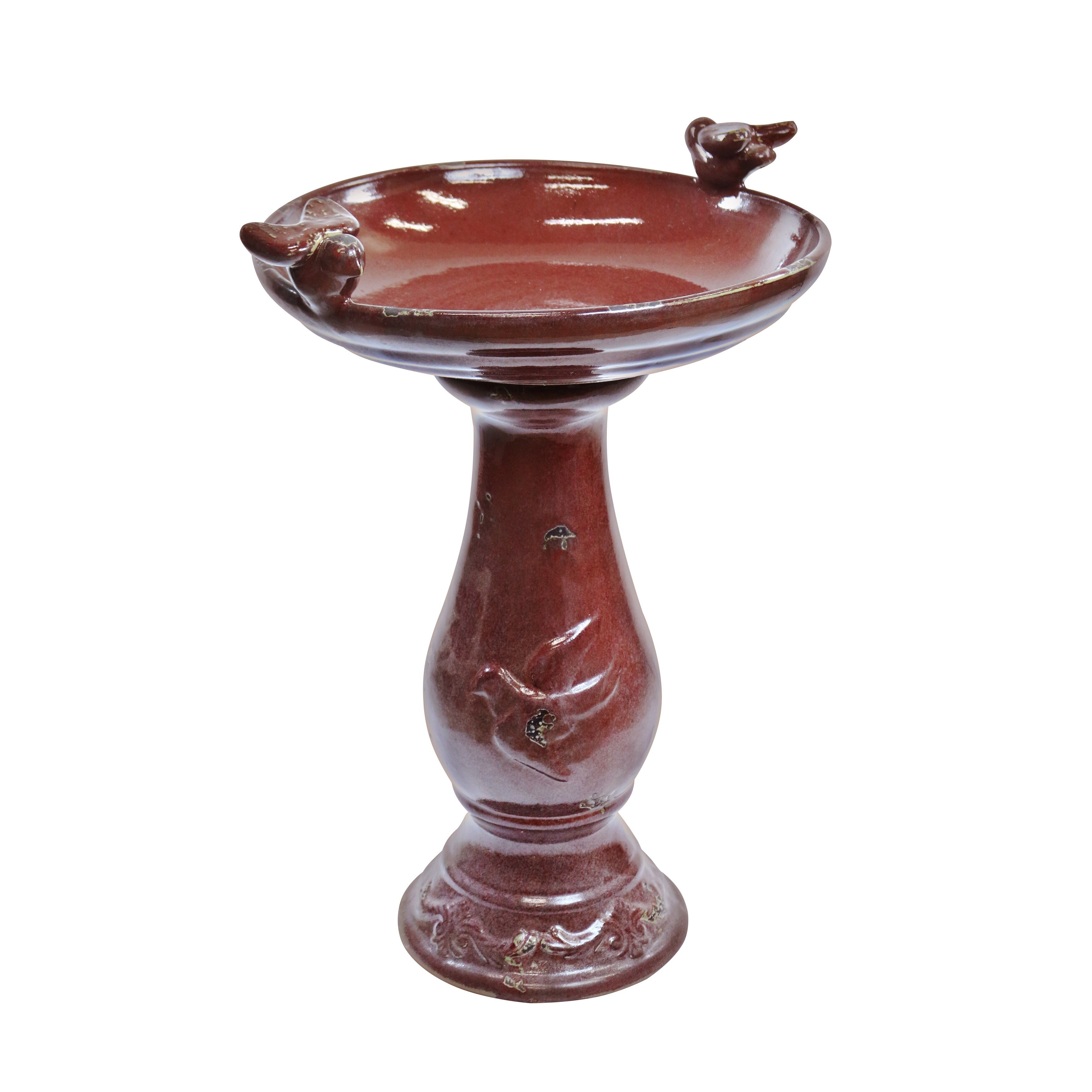 Alpine Corporation Deep Red Pedestal Bird Bath 24 Inches Red EBay   L16479319 