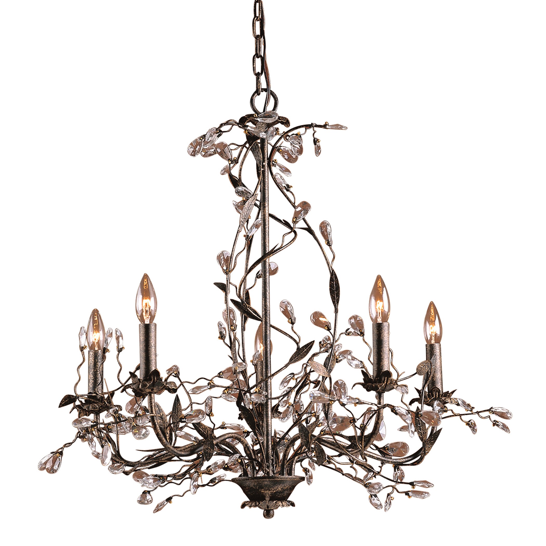 Elk Lighting 'Circeo' Deep Rust Crystal Droplets 5-light Chandelier (Deep rust) - Chandeliers For Bedrooms by Overstock.com