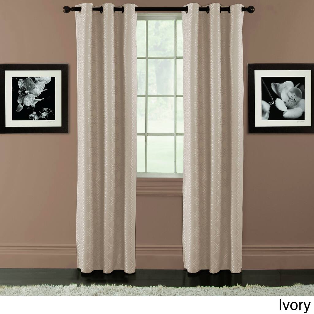 Arista Diamond Jacquard Blackout Grommet-top Curtain Panel Pair - 40 x 84