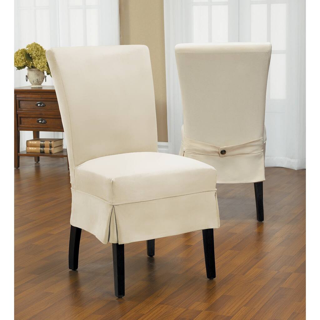QuickCover Duck Mid-Pleat Relaxed Fit Dining Chair Slipcover with Buttons