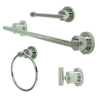 Modern 4-piece Chrome Bathroom Accessory Set - Silver