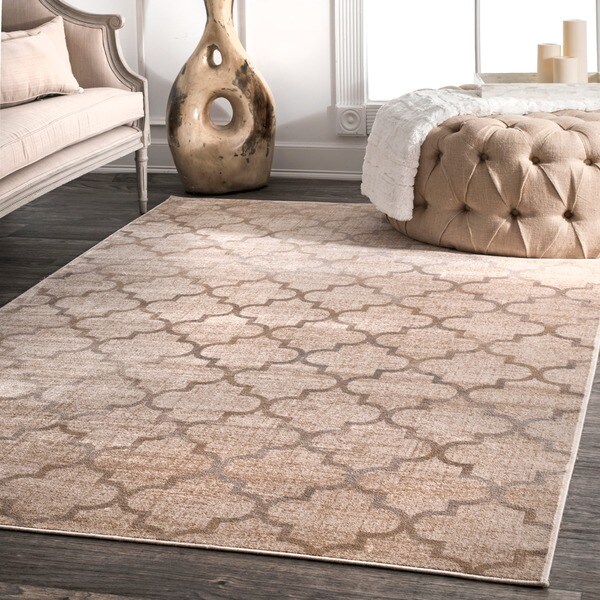 nuLOOM Modern Viscose Trellis Fancy Ivory Rug (7'8 x 9'6) - 7'8 x 9'6