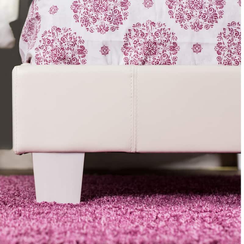 Heston Glam Twin Faux Leather Upholstered Tufted Platform Kid Bed by Silver Orchid