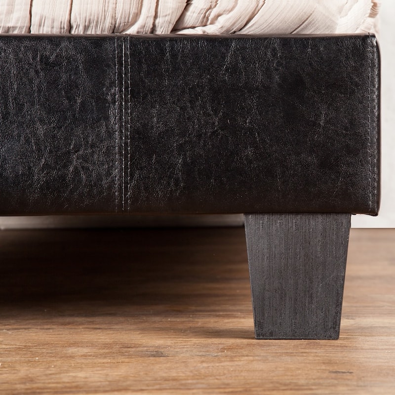 Heston Glam Twin Faux Leather Upholstered Tufted Platform Kid Bed by Silver Orchid