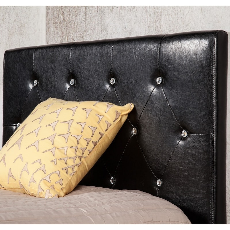 Heston Glam Twin Faux Leather Upholstered Tufted Platform Kid Bed by Silver Orchid