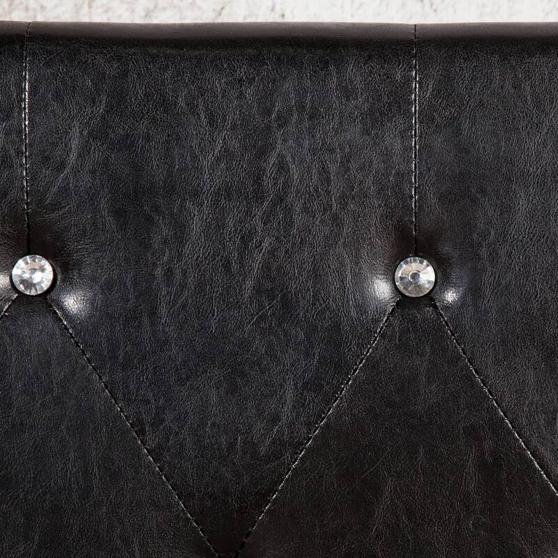 Heston Glam Twin Faux Leather Upholstered Tufted Platform Kid Bed by Silver Orchid