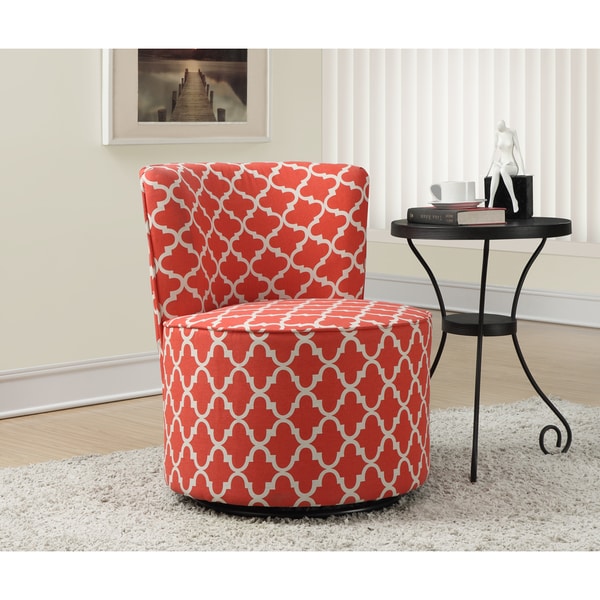 Gold Lantern Fabric Round Accent Swivel Chair