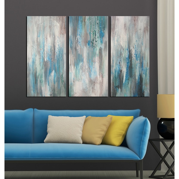 Shop Hand-painted 'Sea of Clarity' 3-piece Gallery-wrapped Canvas Art ...