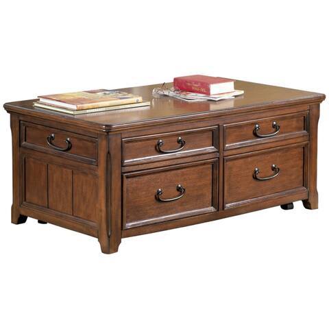 Signature Design by Ashley Woodboro Dark Brown Oak Lift-top Cocktail Table