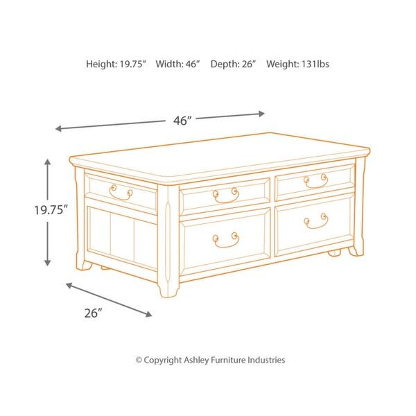 Signature Design by Ashley Woodboro Dark Brown Oak Lifttop Cocktail