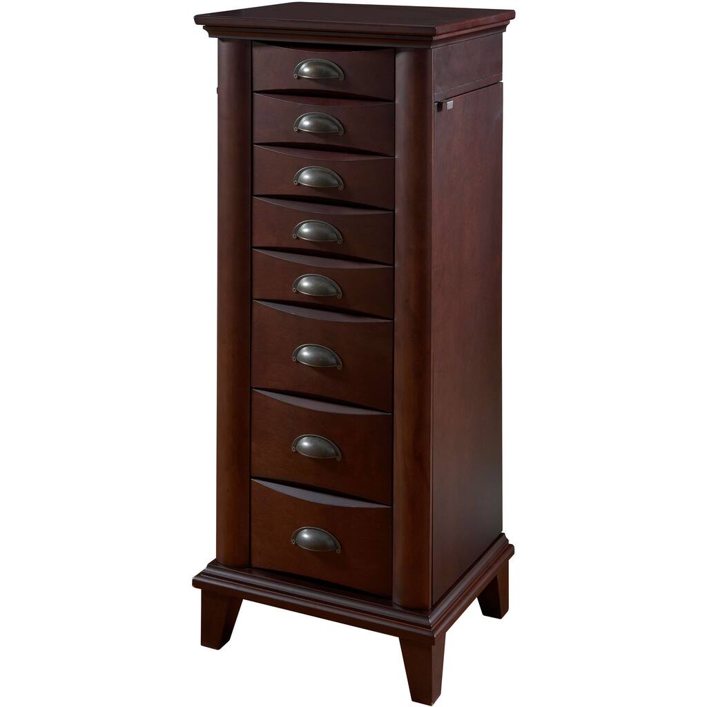Powell Merlot Brushed Nickel Hardware Jewelry Armoire