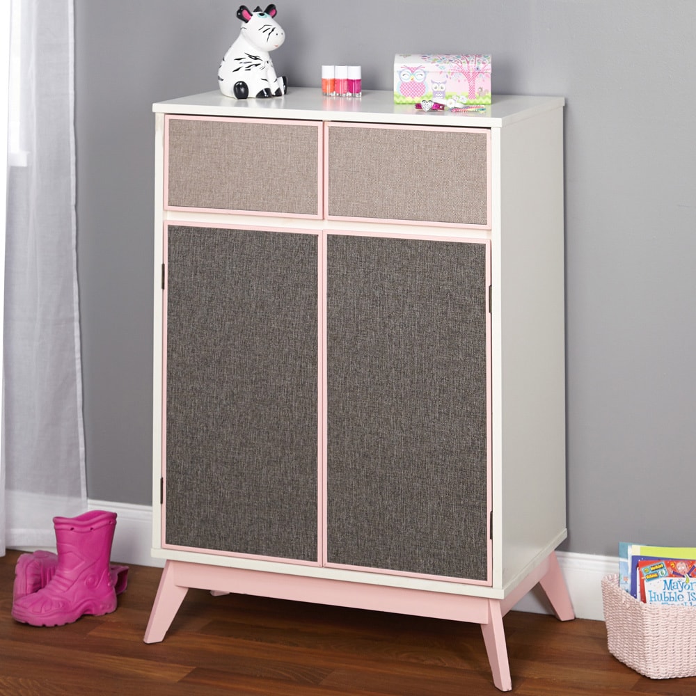 Simple Living Couture Antique White and Pink Storage Cabinet