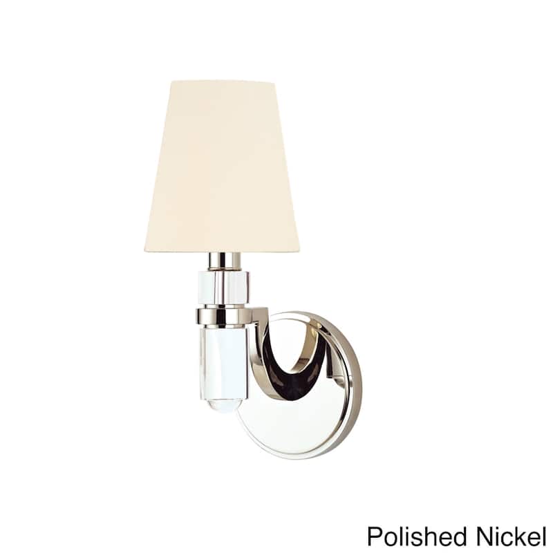 Hudson Valley Dayton 1 Light Wall Sconce - Polished Nickel/White Faux Silk