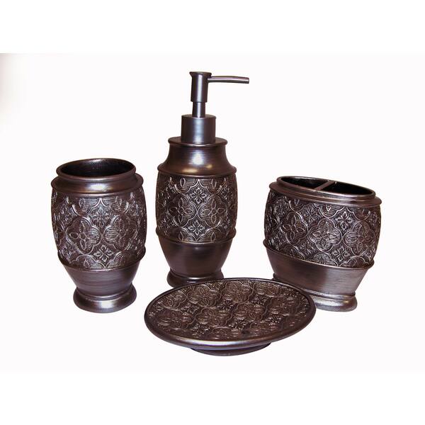 Kasbar Bronze Bath Accessory 4piece Set Overstock 9321127