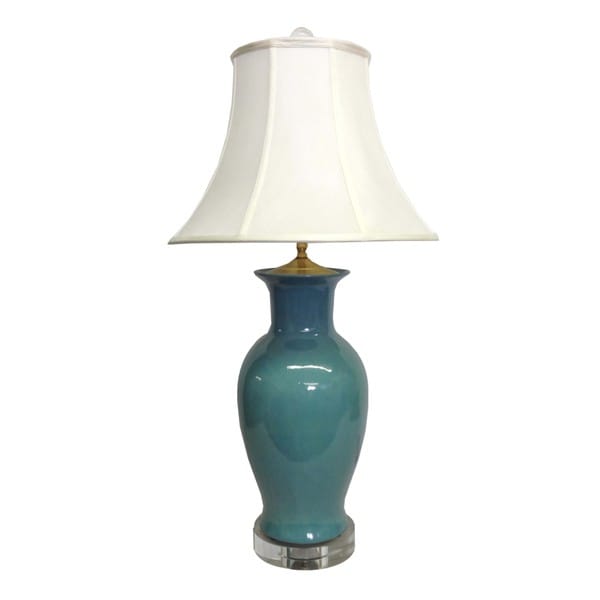 Shop Teal Round Fishtail Vase Lamp Free Shipping Today Overstock